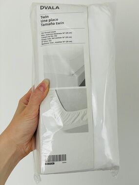 IKEA DVALA Fitted sheet, white, twin